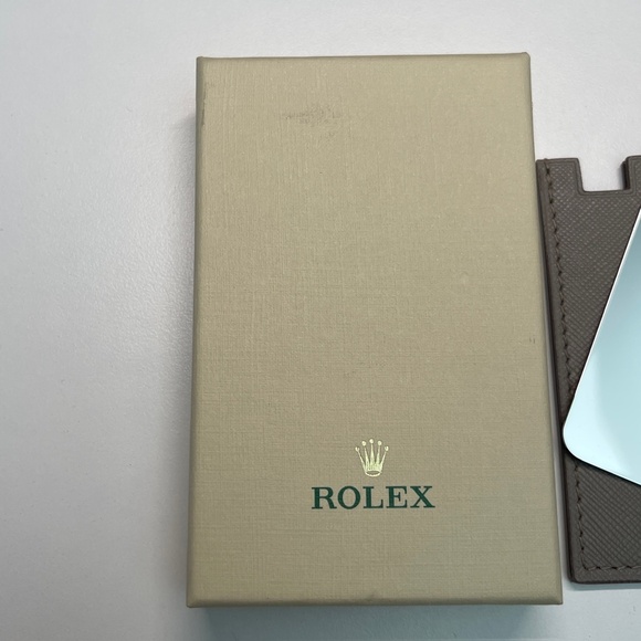 NEW in box ROLEX Hand Mirror in leather case grey yellow Limited Edition RARE - Picture 4 of 9